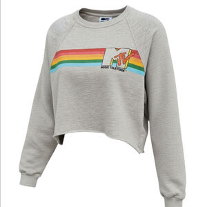 MTV Women's Raw Edge Fleece Cropped Sweatshirt S
